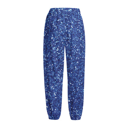 Blue (NOT Real) Glitter Print Fleece Lined Knit Pants