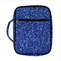 Blue (NOT Real) Glitter Print Front Pocket Bible Bag