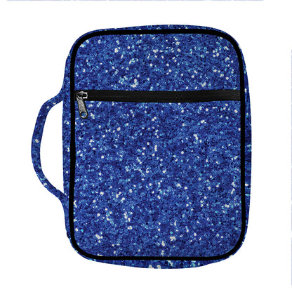 Blue (NOT Real) Glitter Print Front Pocket Bible Bag