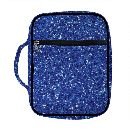 Blue (NOT Real) Glitter Print Front Pocket Bible Bag