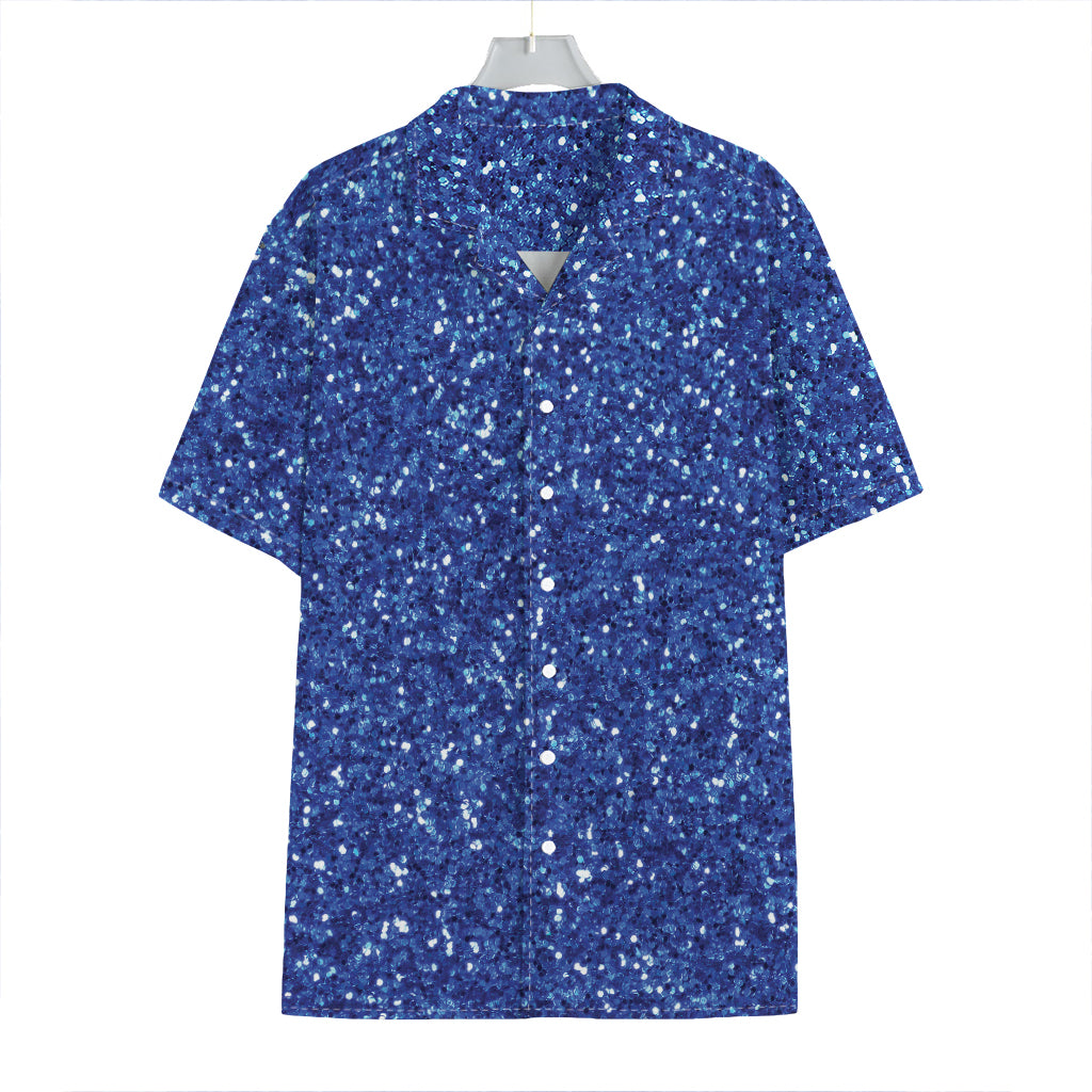 Blue (NOT Real) Glitter Print Hawaiian Shirt