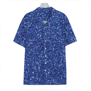 Blue (NOT Real) Glitter Print Hawaiian Shirt