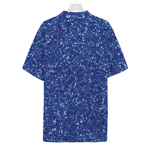 Blue (NOT Real) Glitter Print Hawaiian Shirt