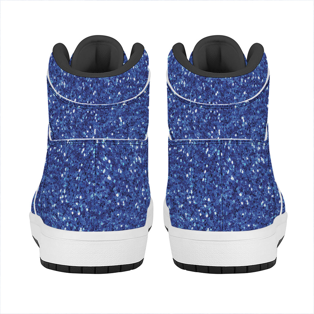 Blue (NOT Real) Glitter Print High Top Leather Sneakers
