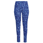 Blue (NOT Real) Glitter Print High-Waisted Pocket Leggings