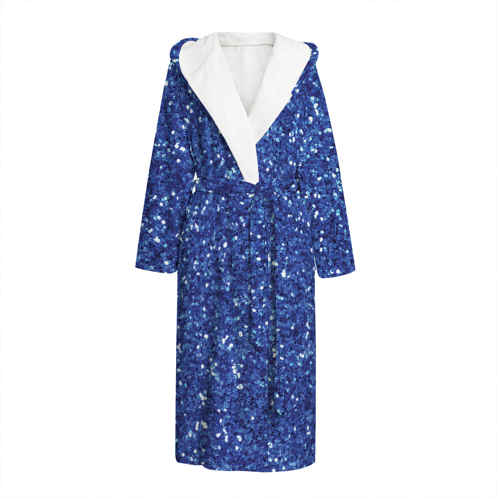 Blue (NOT Real) Glitter Print Hooded Bathrobe