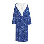 Blue (NOT Real) Glitter Print Hooded Bathrobe
