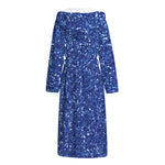Blue (NOT Real) Glitter Print Hooded Bathrobe