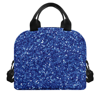 Blue (NOT Real) Glitter Print Insulated Lunch Bag