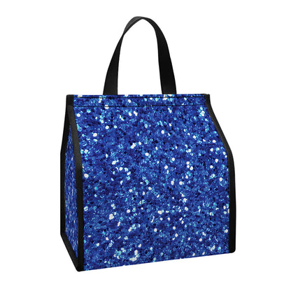 Blue (NOT Real) Glitter Print Insulated Lunch Tote