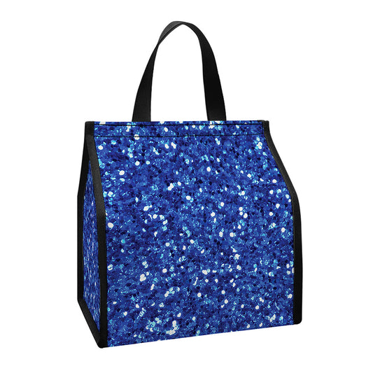 Blue (NOT Real) Glitter Print Insulated Lunch Tote