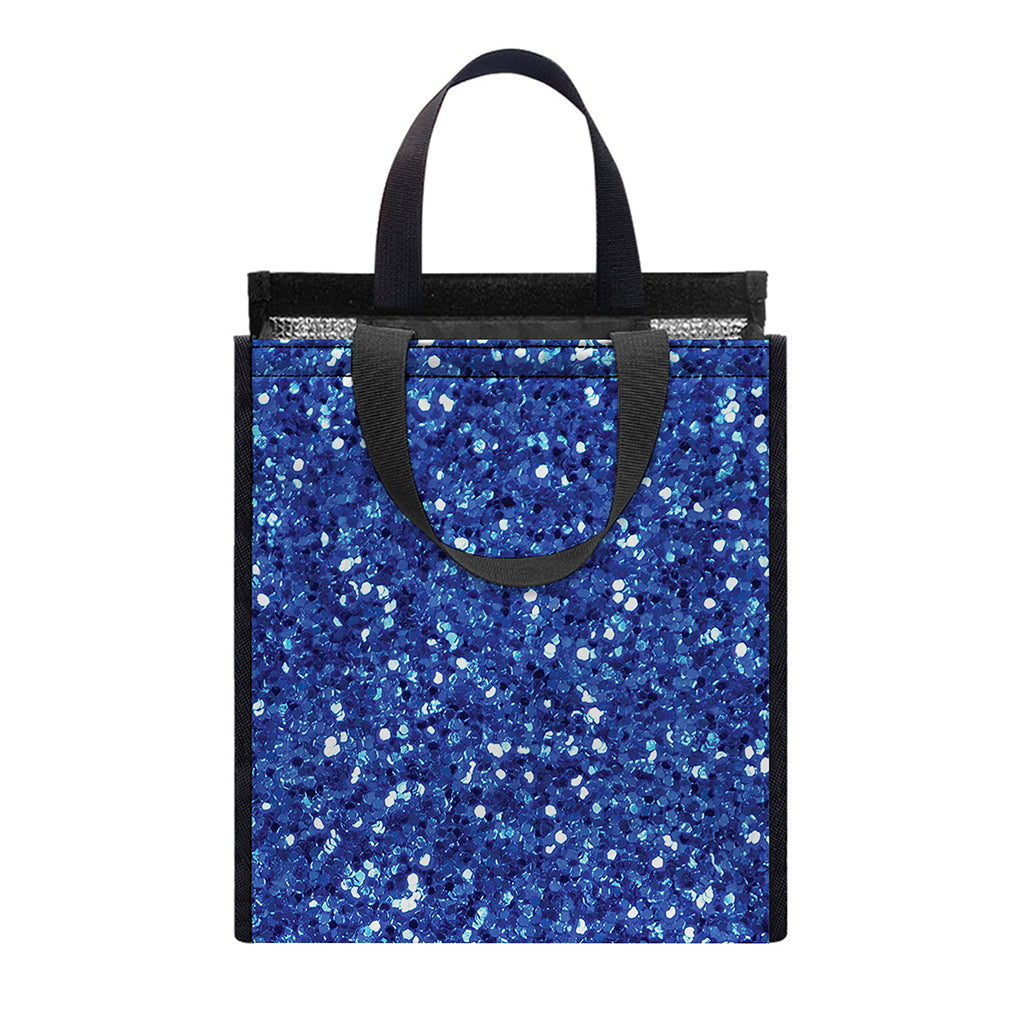 Blue (NOT Real) Glitter Print Insulated Lunch Tote