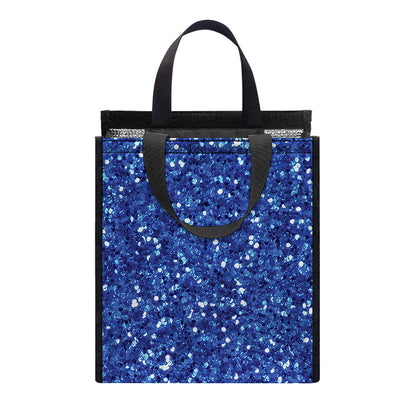 Blue (NOT Real) Glitter Print Insulated Lunch Tote