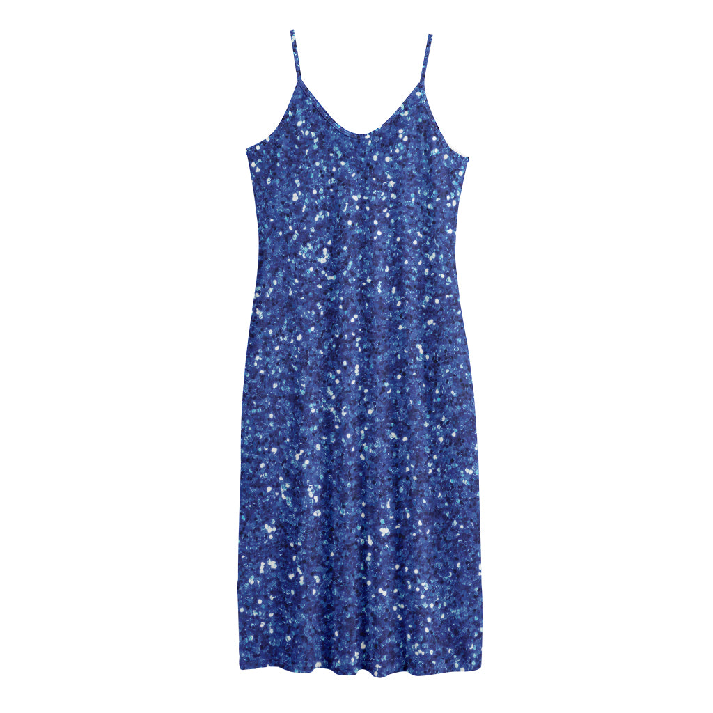 Blue (NOT Real) Glitter Print Jersey Midi Cami Dress
