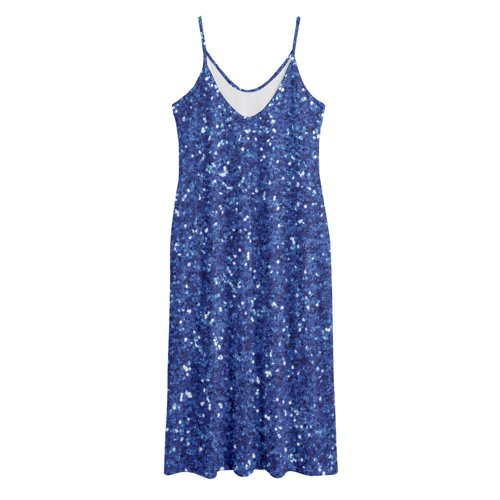Blue (NOT Real) Glitter Print Jersey Midi Cami Dress