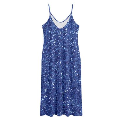 Blue (NOT Real) Glitter Print Jersey Midi Cami Dress