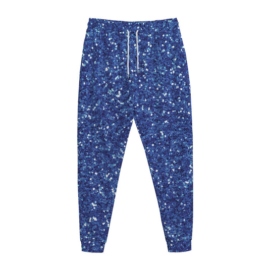 Blue (NOT Real) Glitter Print Jogger Pants