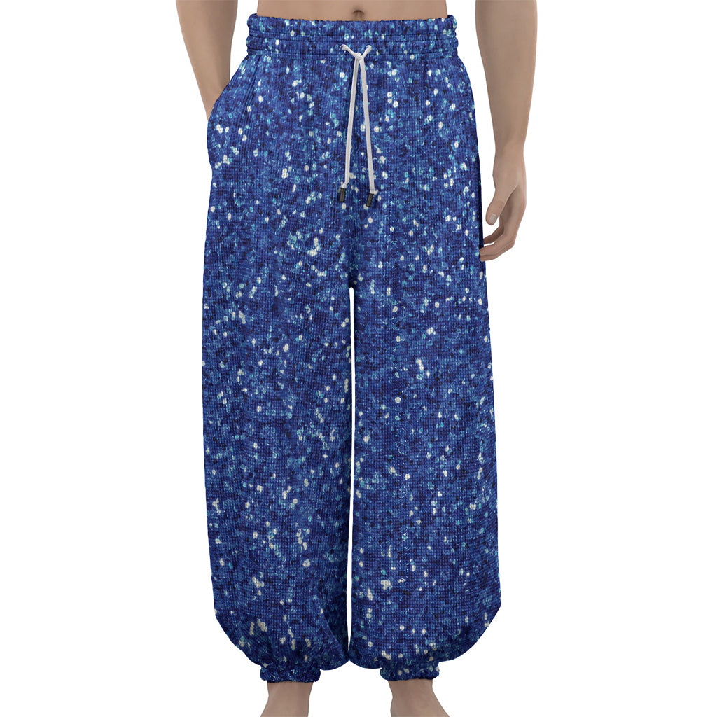 Blue (NOT Real) Glitter Print Lantern Pants