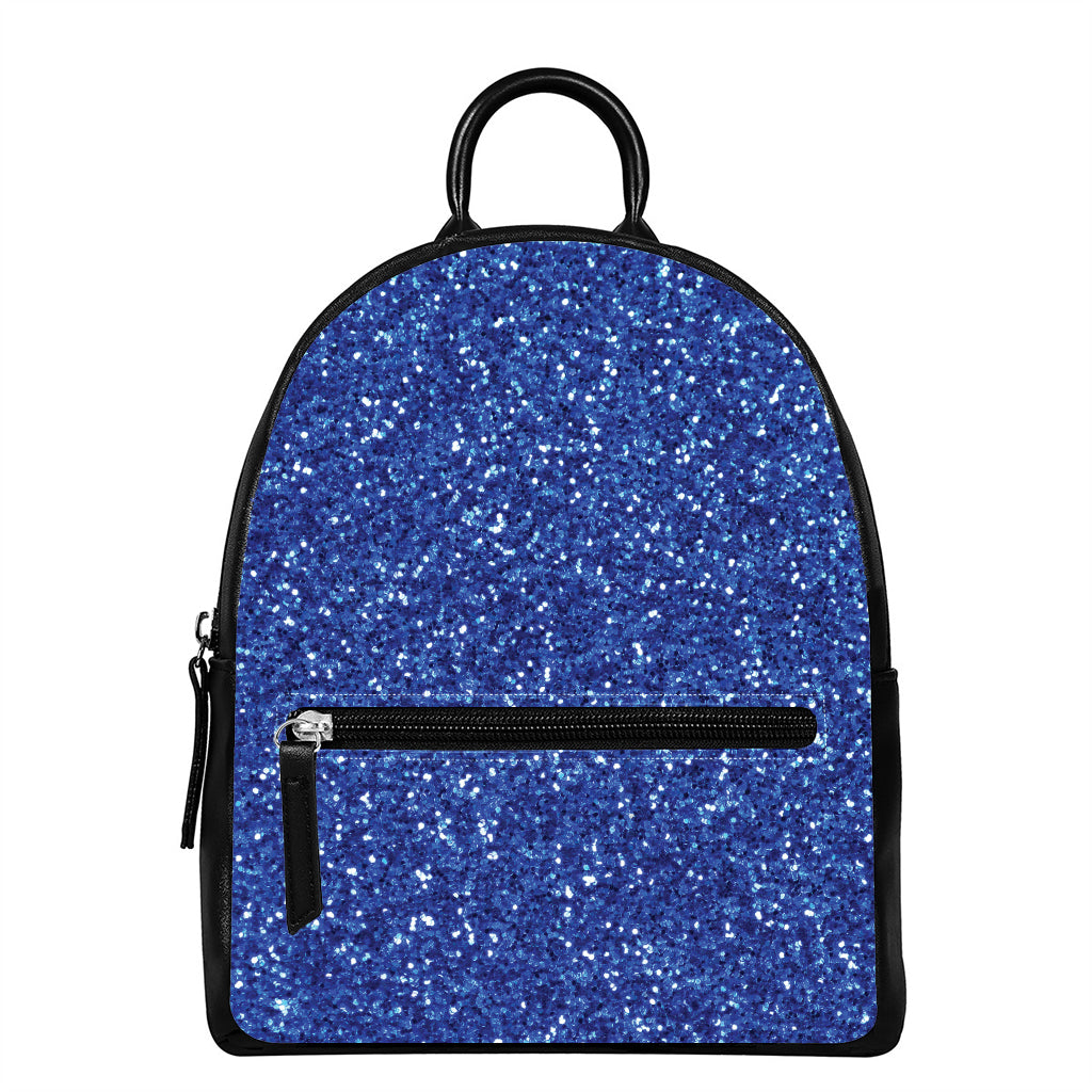 Blue (NOT Real) Glitter Print Leather Backpack