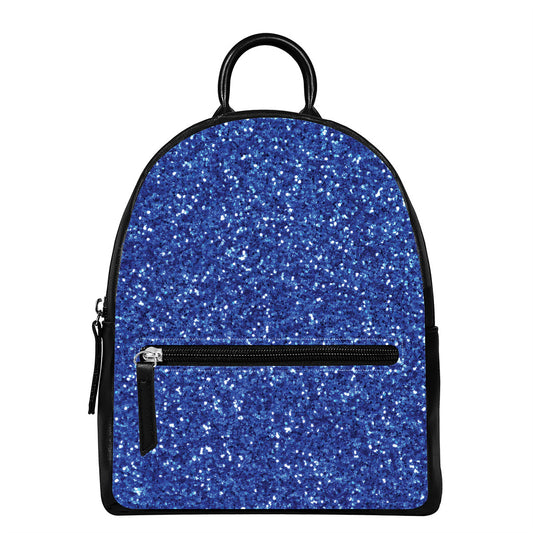 Blue (NOT Real) Glitter Print Leather Backpack
