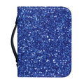 Blue (NOT Real) Glitter Print Leather Bible Cover