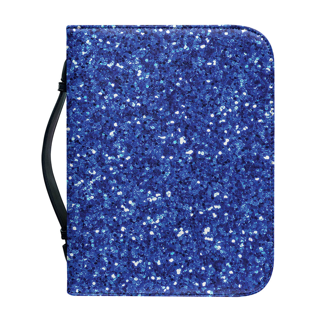 Blue (NOT Real) Glitter Print Leather Bible Cover