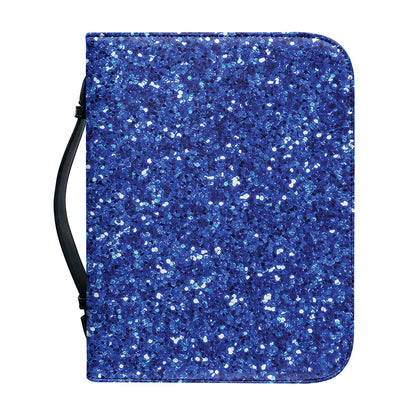 Blue (NOT Real) Glitter Print Leather Bible Cover
