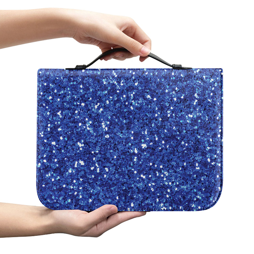 Blue (NOT Real) Glitter Print Leather Bible Cover