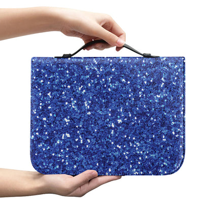 Blue (NOT Real) Glitter Print Leather Bible Cover
