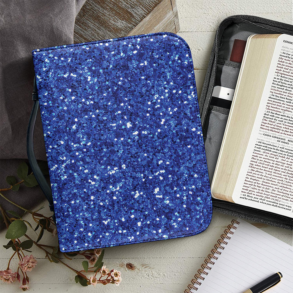 Blue (NOT Real) Glitter Print Leather Bible Cover