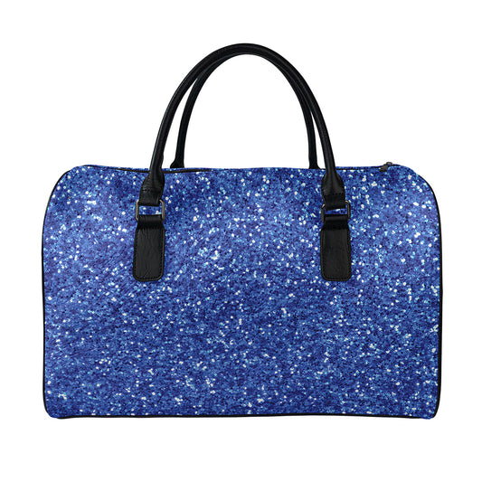 Blue (NOT Real) Glitter Print Leather Duffle Bag