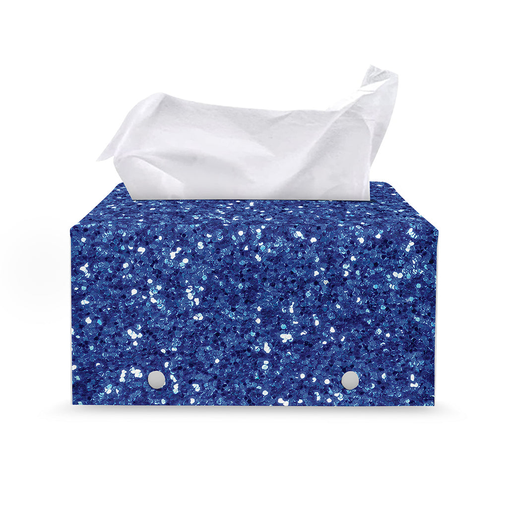 Blue (NOT Real) Glitter Print Leather Tissue Box Cover