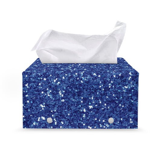 Blue (NOT Real) Glitter Print Leather Tissue Box Cover