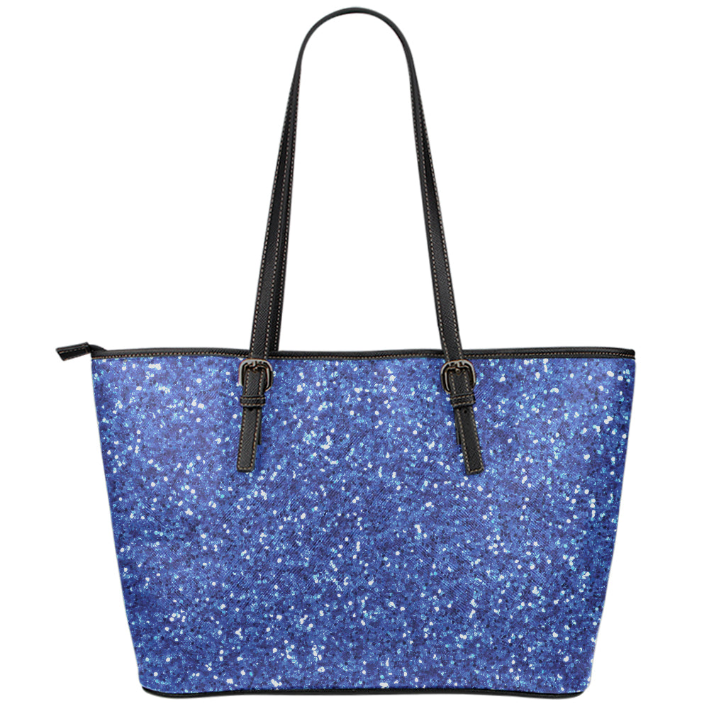 Blue (NOT Real) Glitter Print Leather Tote Bag