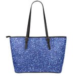 Blue (NOT Real) Glitter Print Leather Tote Bag