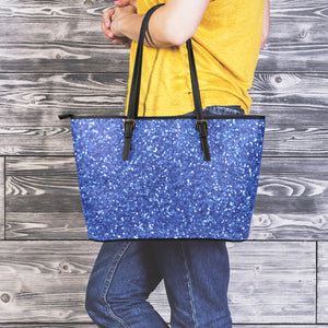 Blue (NOT Real) Glitter Print Leather Tote Bag