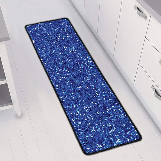 Blue (NOT Real) Glitter Print Long Kitchen Mat