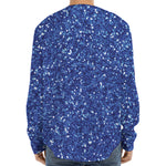 Blue (NOT Real) Glitter Print Long Sleeve Baseball Jersey