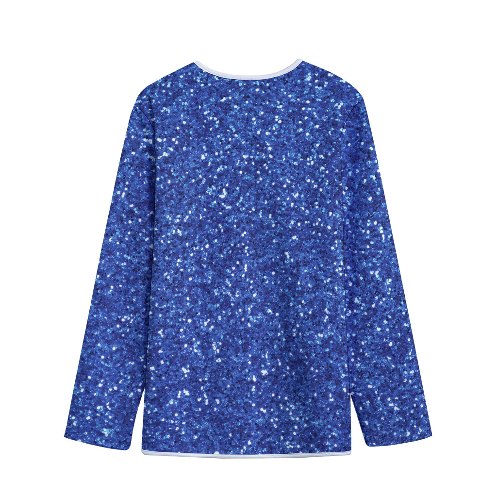 Blue (NOT Real) Glitter Print Long Sleeve Short Coat
