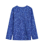 Blue (NOT Real) Glitter Print Long Sleeve Short Coat