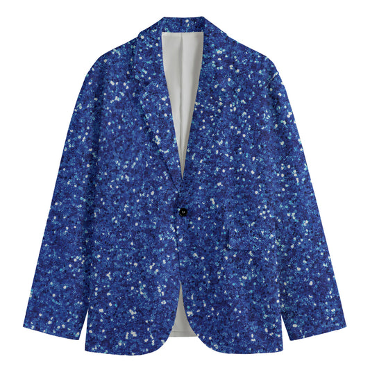 Blue (NOT Real) Glitter Print Men's Blazer