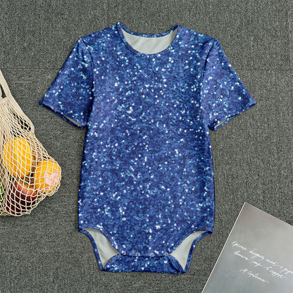 Blue (NOT Real) Glitter Print Men's Bodysuit