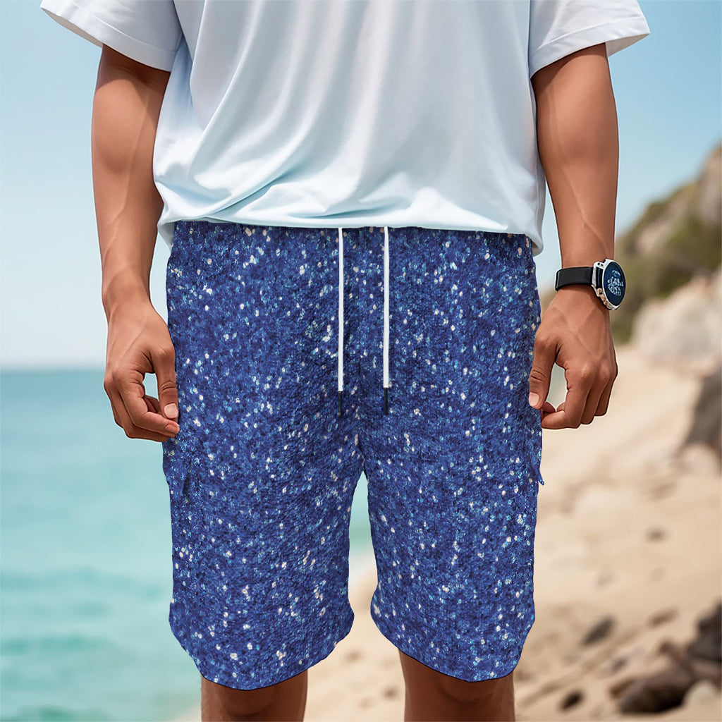 Blue (NOT Real) Glitter Print Men's Cargo Shorts