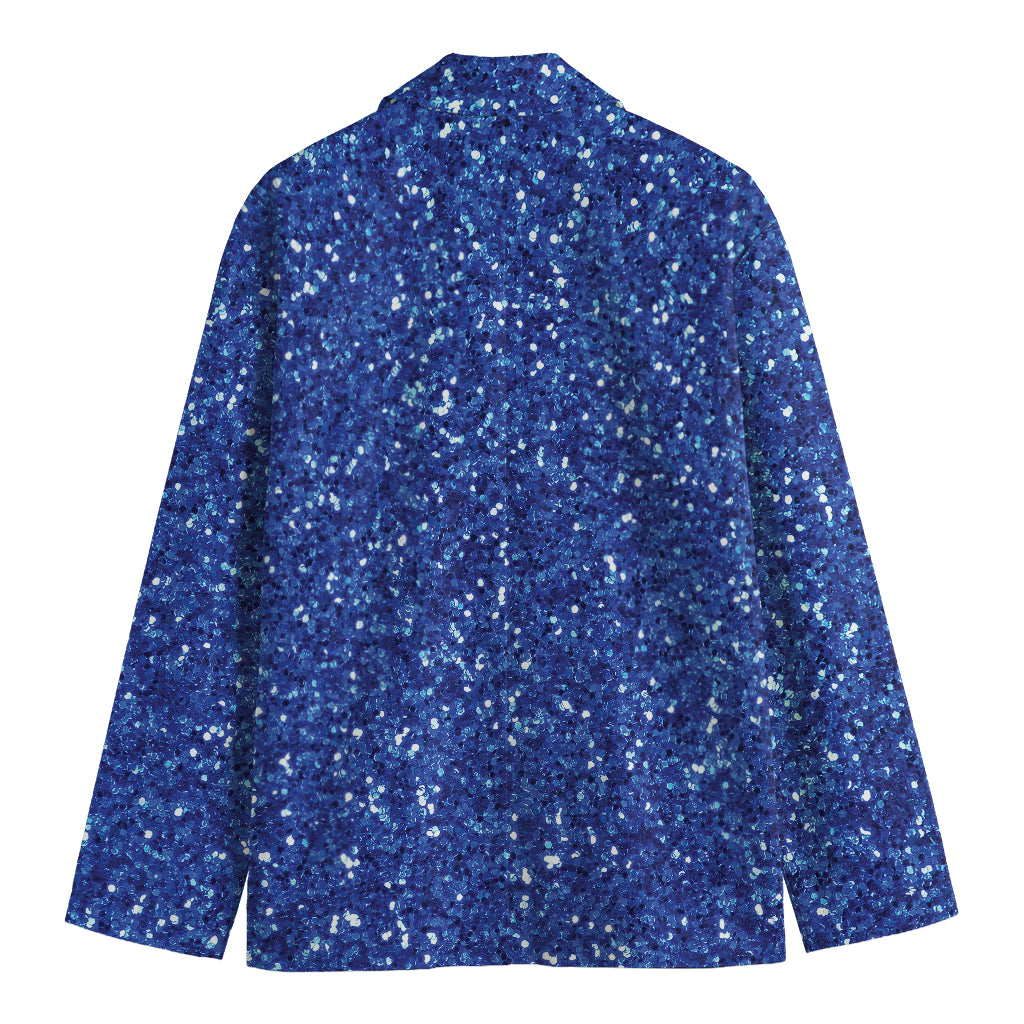 Blue (NOT Real) Glitter Print Men's Cotton Blazer