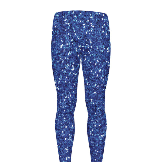 Blue (NOT Real) Glitter Print Men's leggings