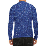 Blue (NOT Real) Glitter Print Men's Long Sleeve Rash Guard