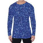 Blue (NOT Real) Glitter Print Men's Long Sleeve T-Shirt