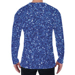 Blue (NOT Real) Glitter Print Men's Long Sleeve T-Shirt