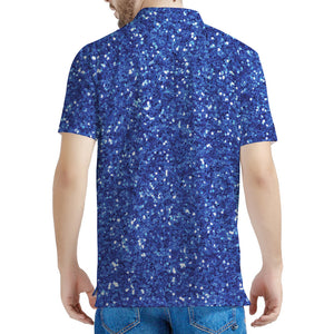 Blue (NOT Real) Glitter Print Men's Polo Shirt