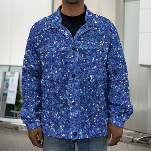 Blue (NOT Real) Glitter Print Men's Shirt Jacket